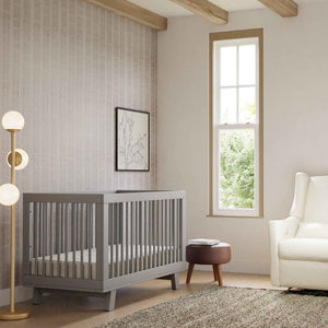 Hudson 3-in-1 Convertible Crib with Toddler Bed Conversion Kit in Grey