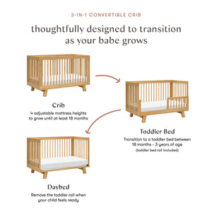 Hudson 3-in-1 Convertible Crib with Toddler Bed Conversion Kit in Honey