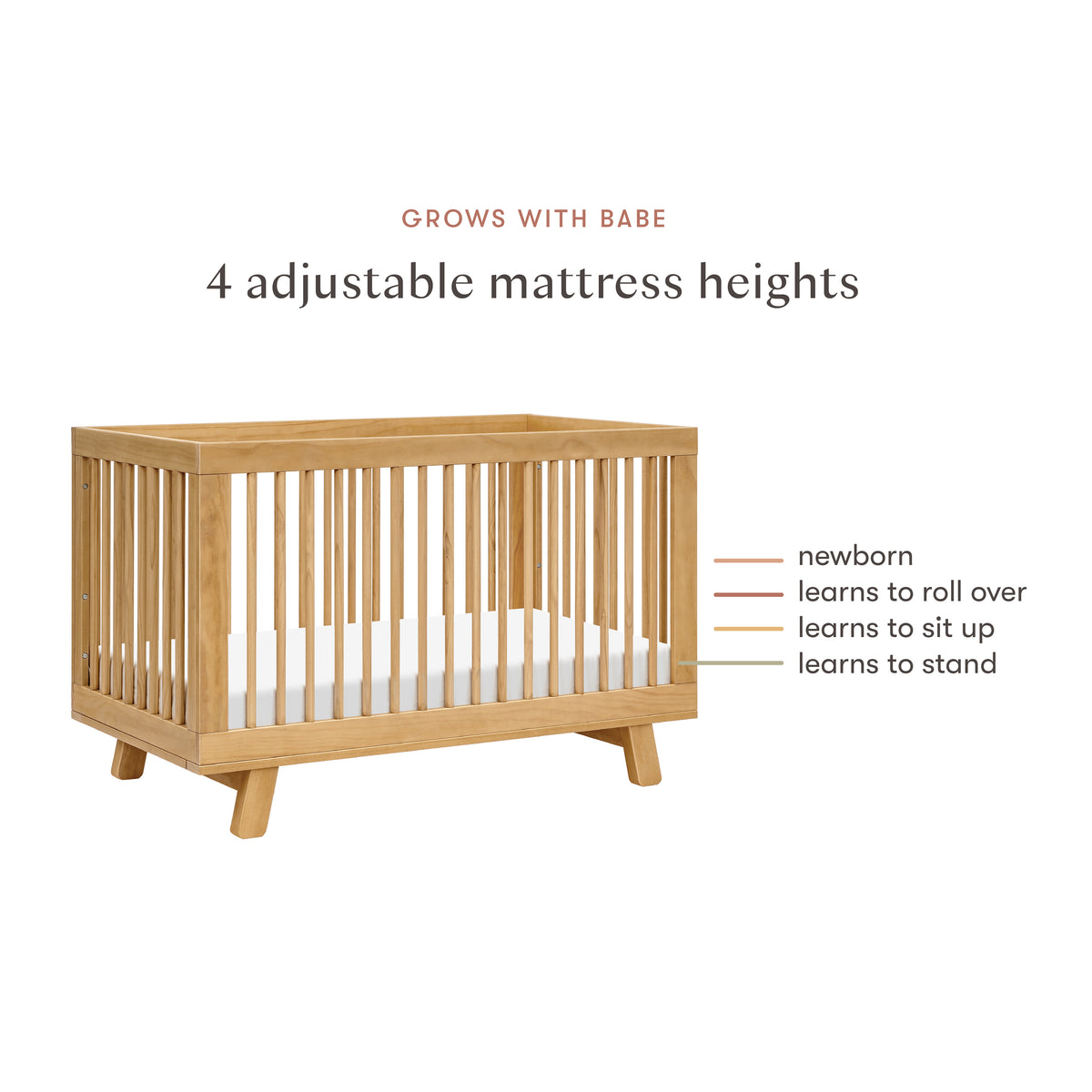 Hudson 3-in-1 Convertible Crib with Toddler Bed Conversion Kit in Honey