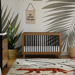 Hudson 3-in-1 Convertible Crib with Toddler Bed Conversion Kit in Natural Walnut&Black