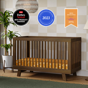 Hudson 3-in-1 Convertible Crib with Toddler Bed Conversion Kit in Natural Walnut