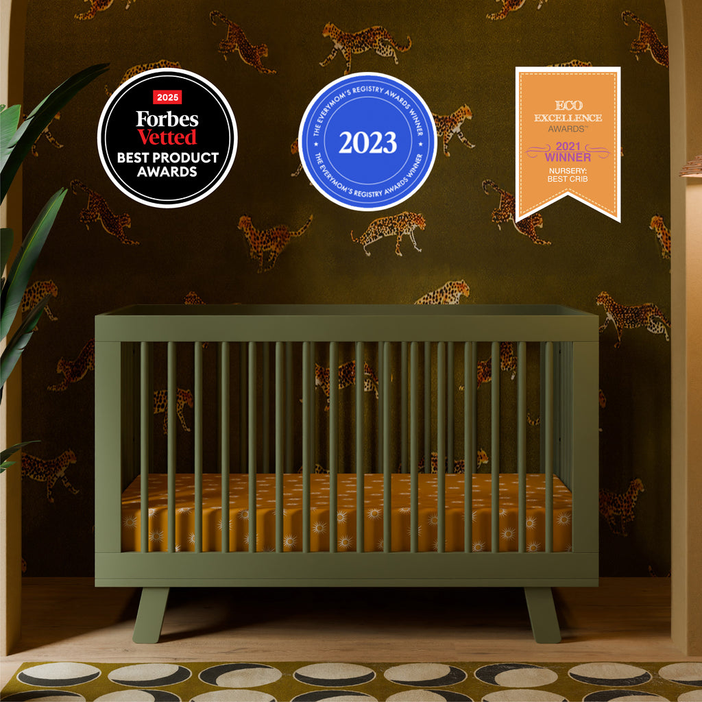 Hudson 3-in-1 Convertible Crib with Toddler Bed Conversion Kit in Olive