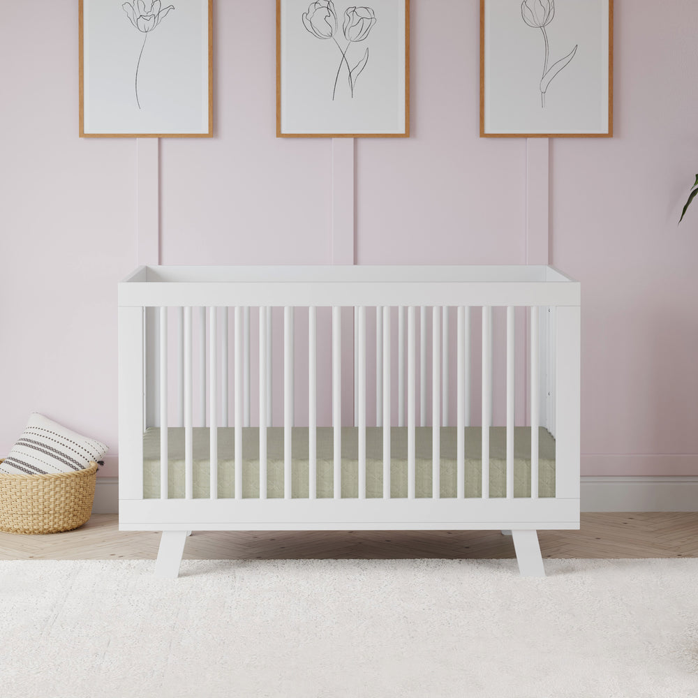 Hudson 3-in-1 Convertible Crib with Toddler Bed Conversion Kit in White
