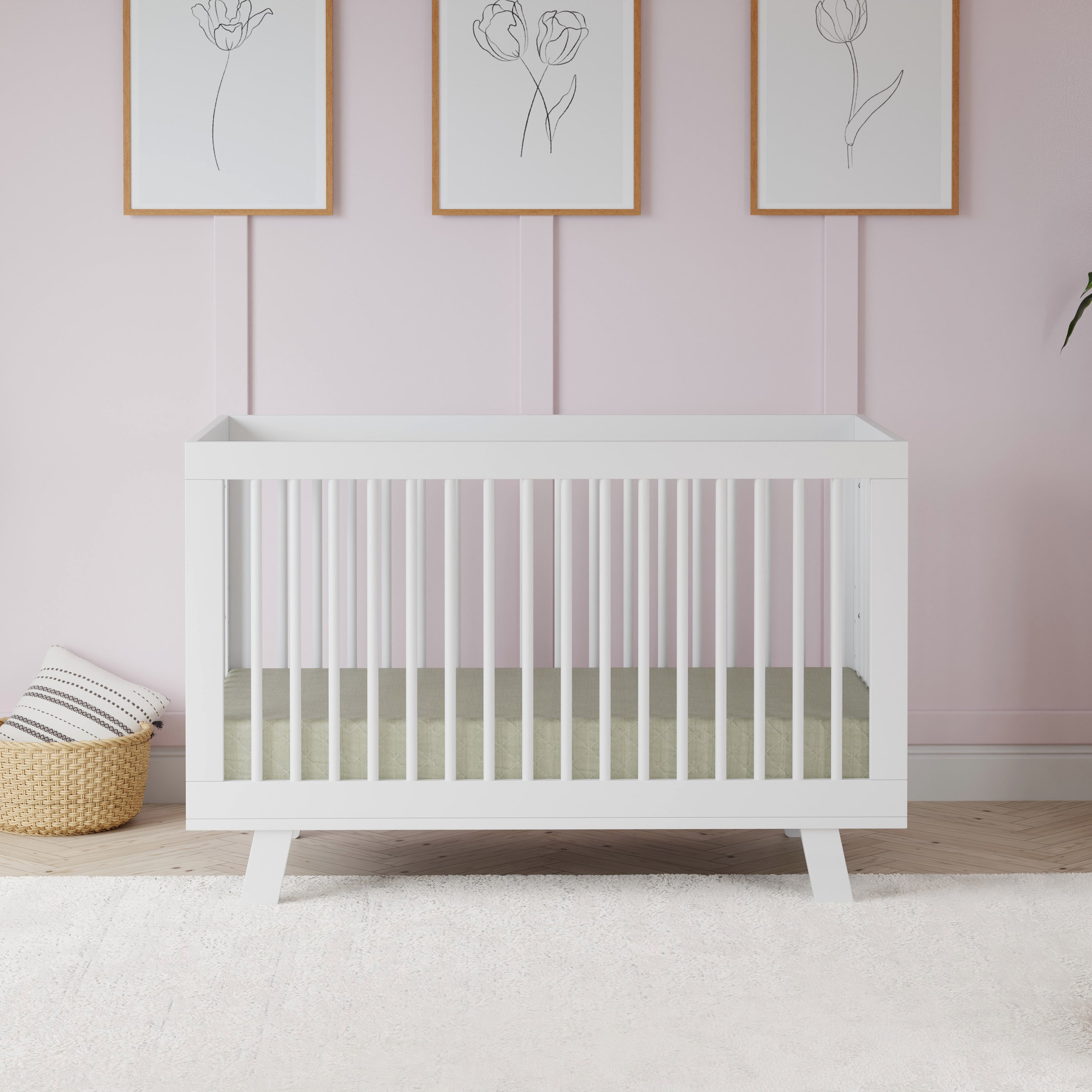 Hudson 3-in-1 Convertible Crib with Toddler Bed Conversion Kit in White