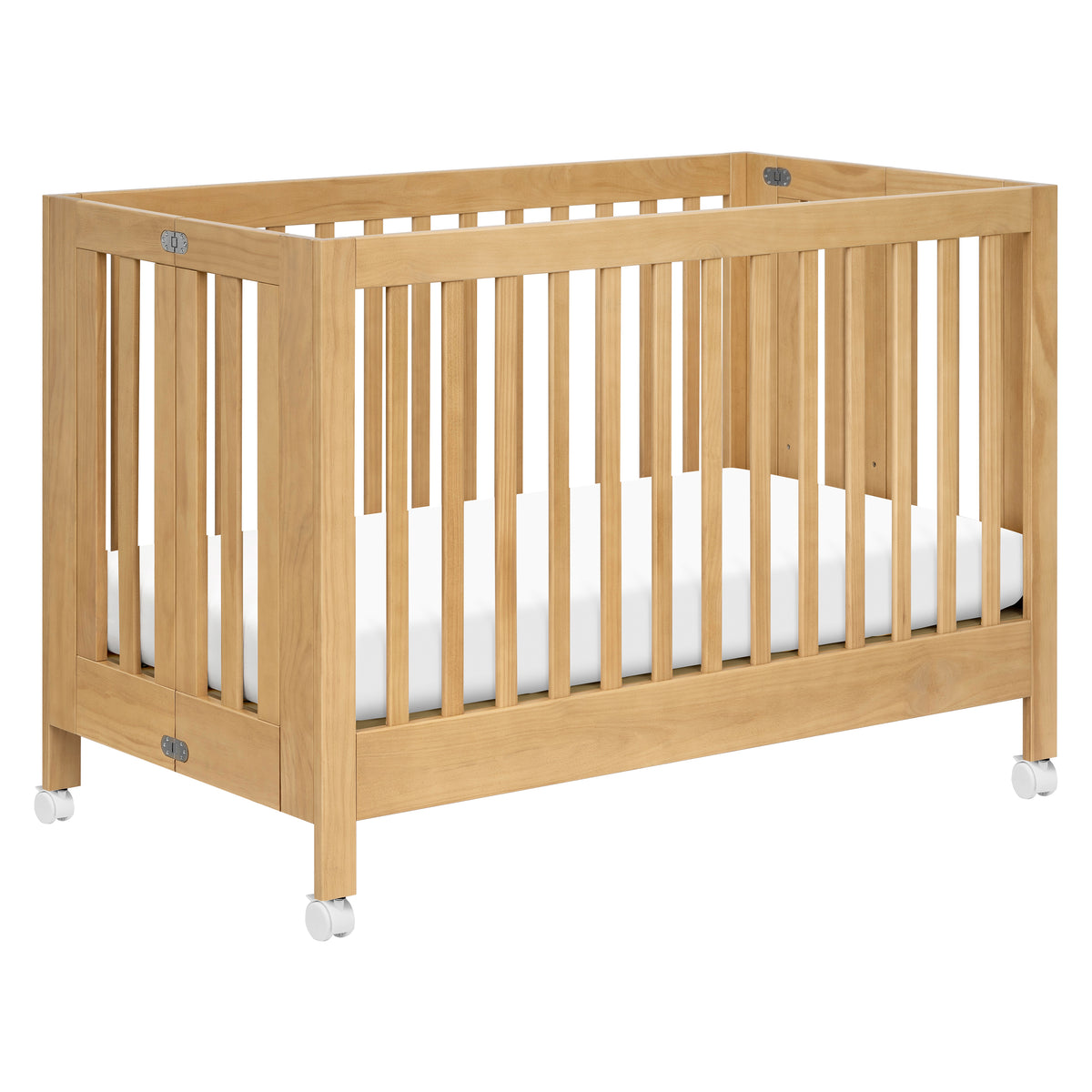 Maki Portable Folding Crib with Toddler Bed Conversion Kit in Honey