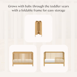 Maki Portable Folding Crib with Toddler Bed Conversion Kit in Honey