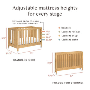 Maki Portable Folding Crib with Toddler Bed Conversion Kit in Honey