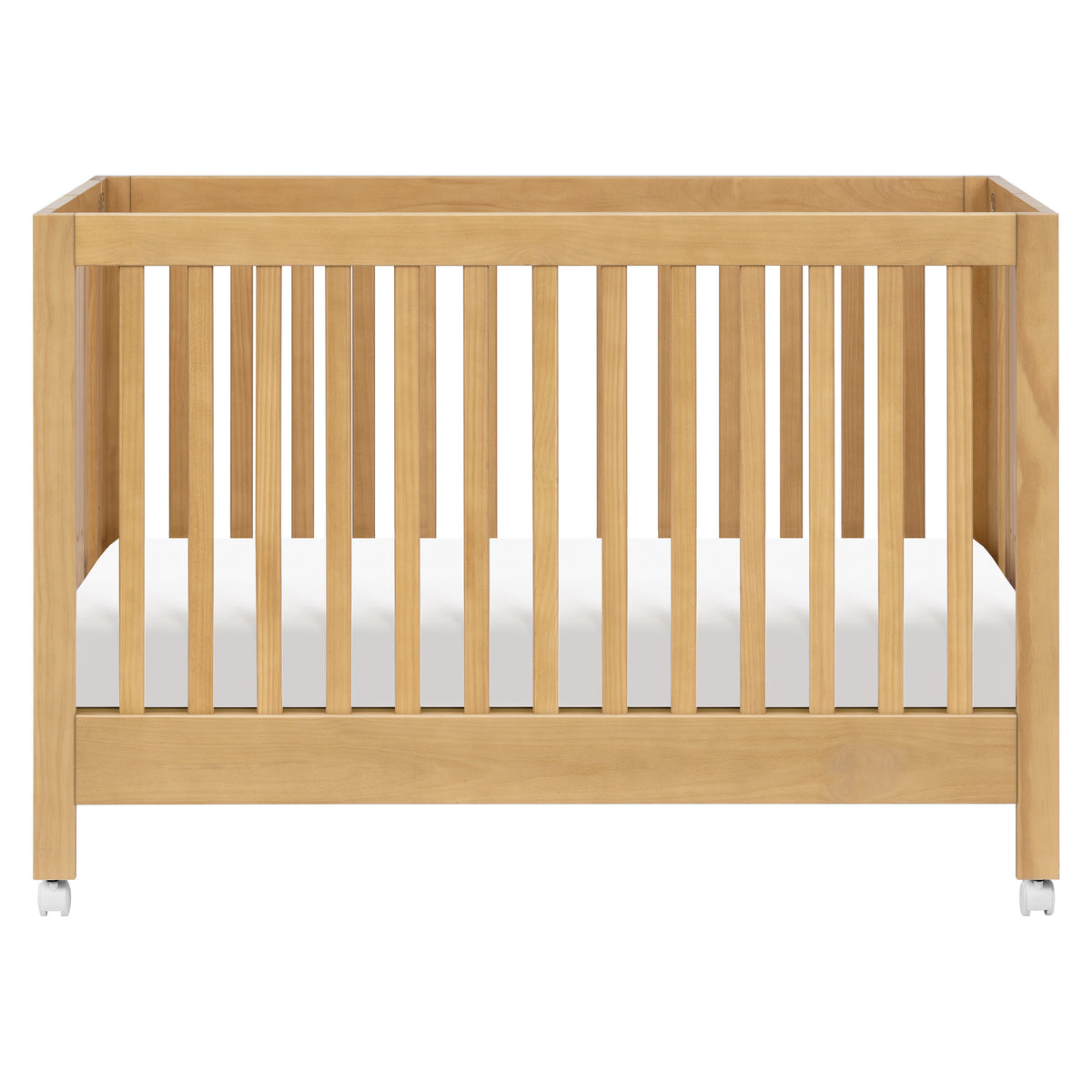 Maki Portable Folding Crib with Toddler Bed Conversion Kit in Honey