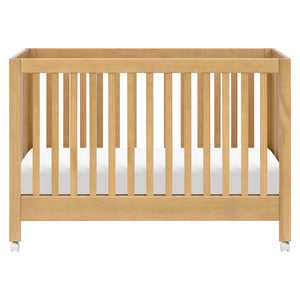 Maki Portable Folding Crib with Toddler Bed Conversion Kit in Honey