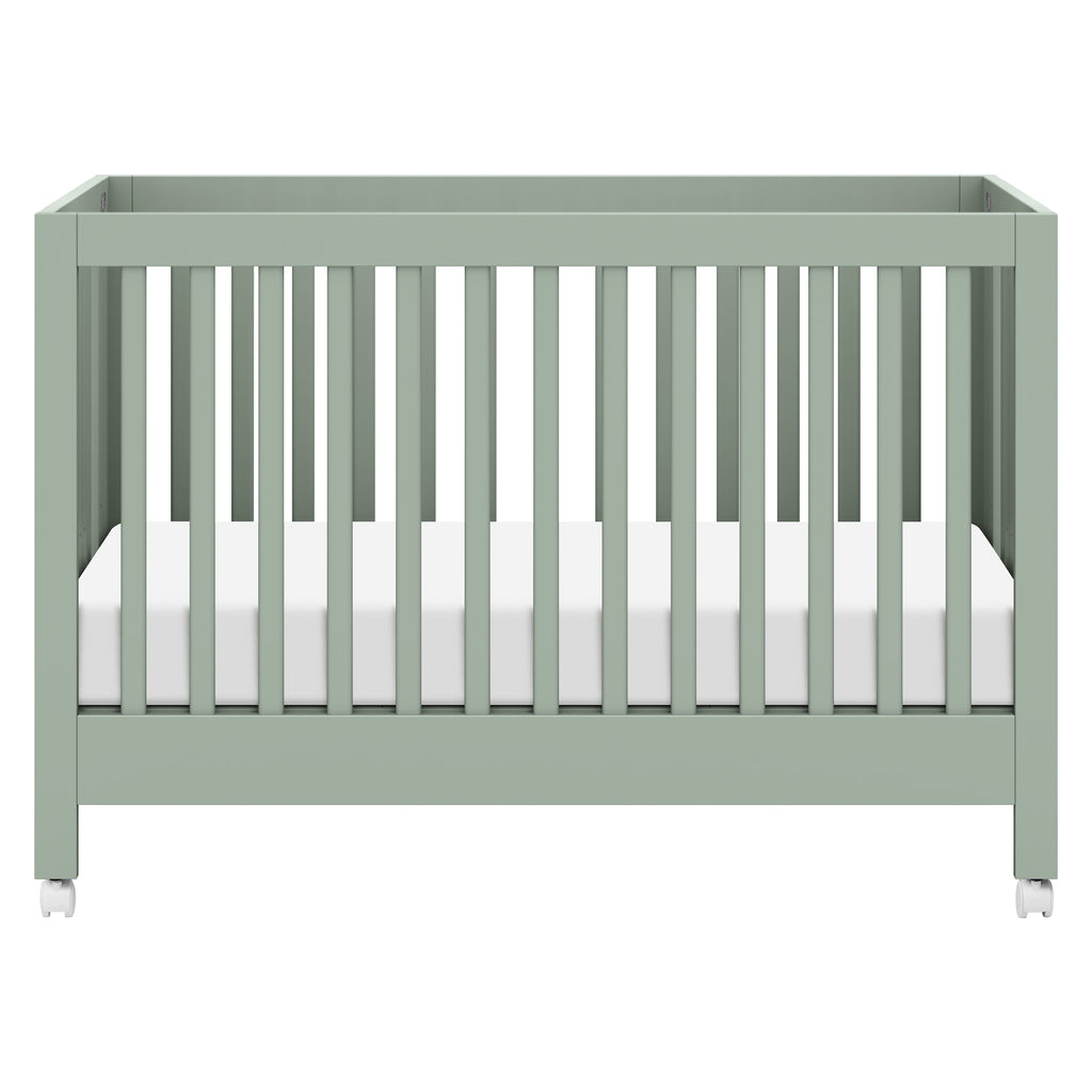 Maki Portable Folding Crib with Toddler Bed Conversion Kit in Light Sage