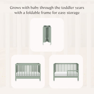 Maki Portable Folding Crib with Toddler Bed Conversion Kit in Light Sage