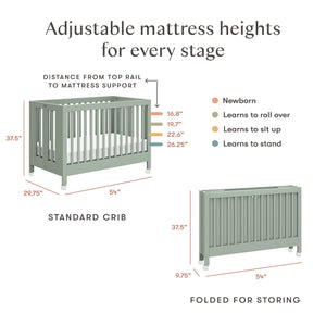 Maki Portable Folding Crib with Toddler Bed Conversion Kit in Light Sage