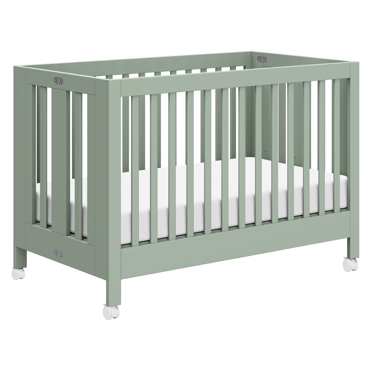 Maki Portable Folding Crib with Toddler Bed Conversion Kit in Light Sage
