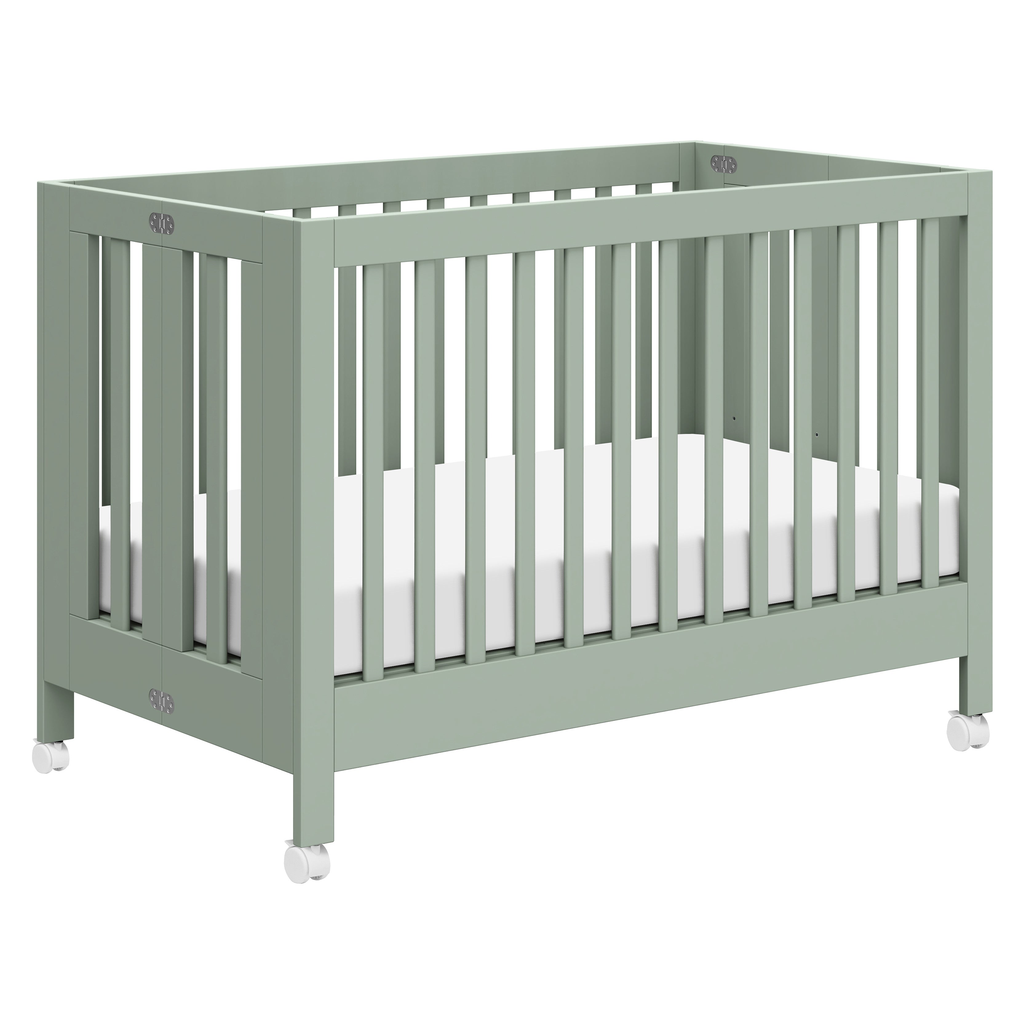 Maki Portable Folding Crib with Toddler Bed Conversion Kit in Light Sage