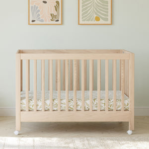 Maki Portable Folding Crib with Toddler Bed Conversion Kit in Washed Natural
