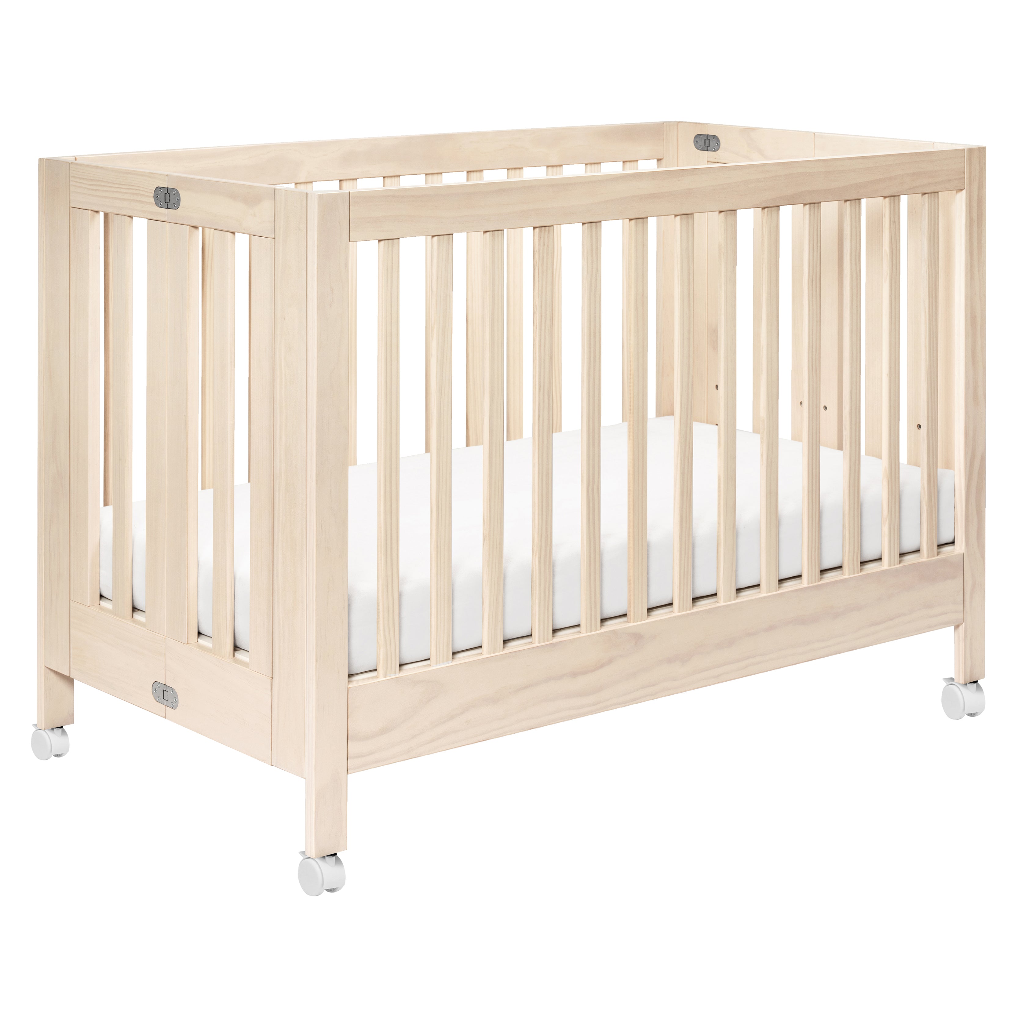 Maki Portable Folding Crib with Toddler Bed Conversion Kit in Washed Natural