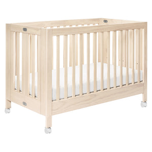 Maki Portable Folding Crib with Toddler Bed Conversion Kit in Washed Natural