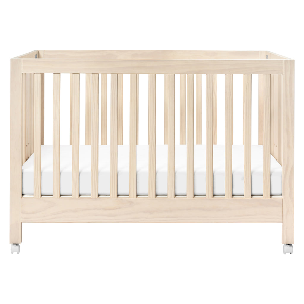 Maki Portable Folding Crib with Toddler Bed Conversion Kit in Washed Natural