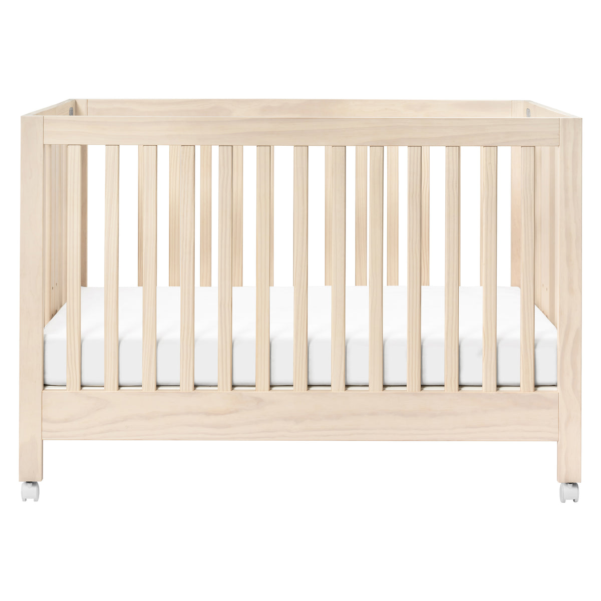 Maki Portable Folding Crib with Toddler Bed Conversion Kit in Washed Natural