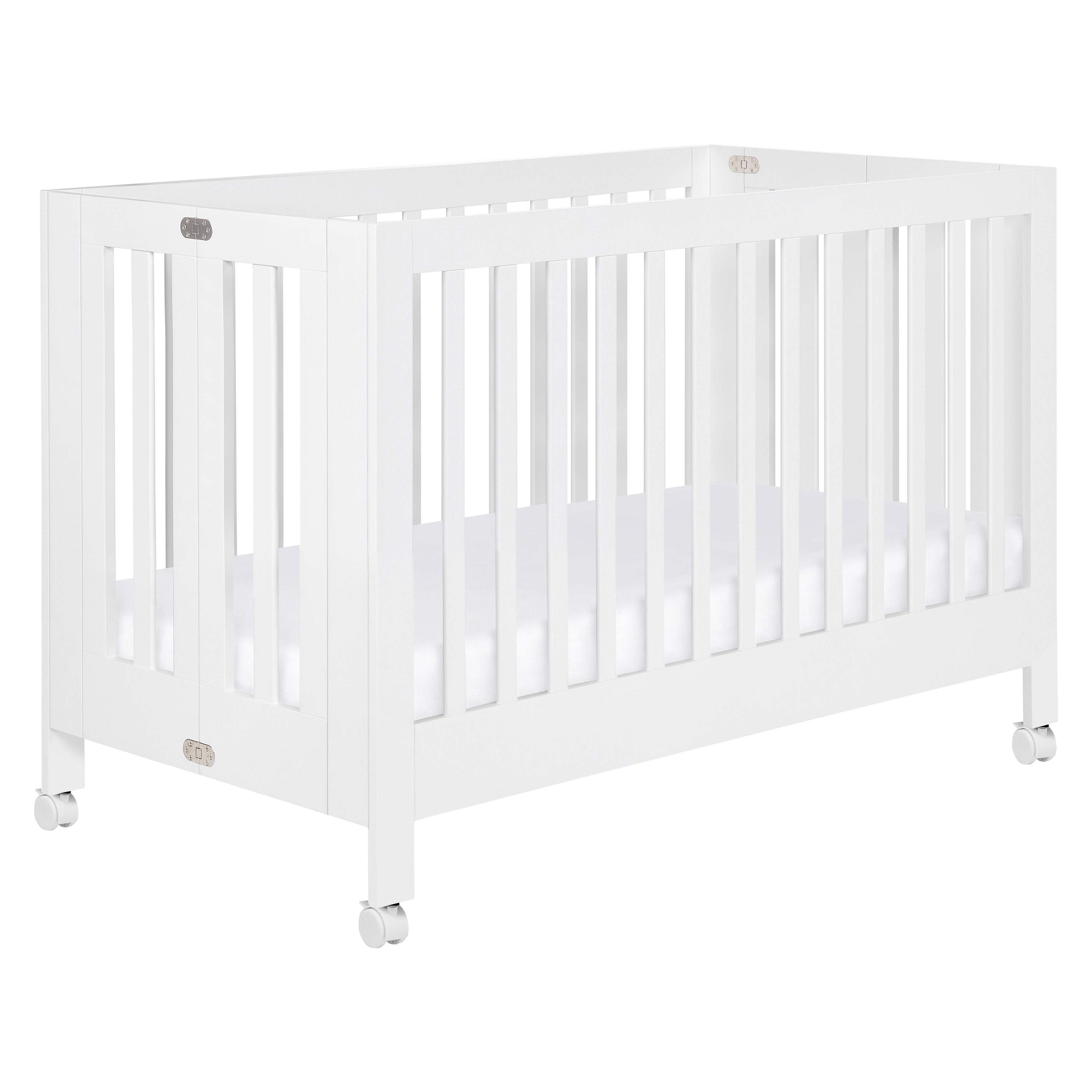 Maki Portable Folding Crib with Toddler Bed Conversion Kit in White