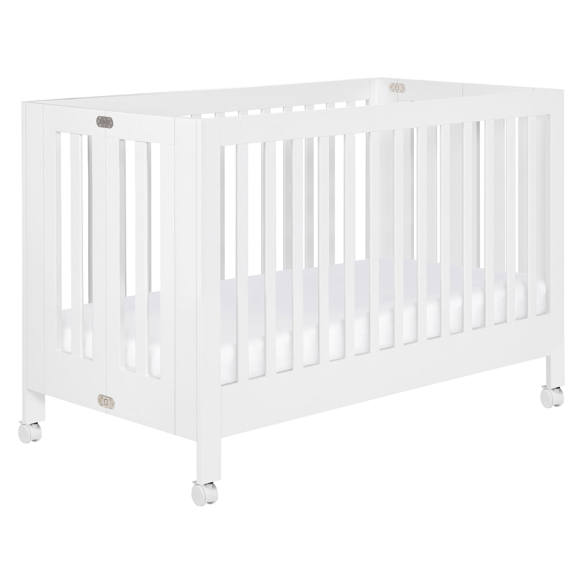 Maki Portable Folding Crib with Toddler Bed Conversion Kit in White