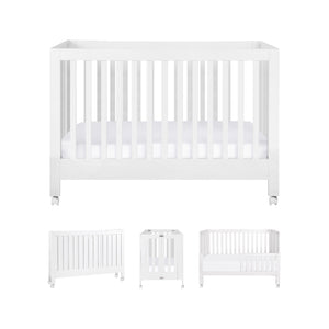 Maki Portable Folding Crib with Toddler Bed Conversion Kit in White