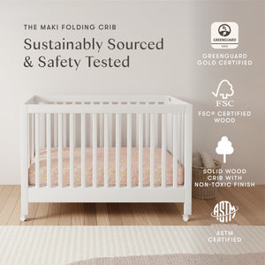 Maki Portable Folding Crib with Toddler Bed Conversion Kit in White