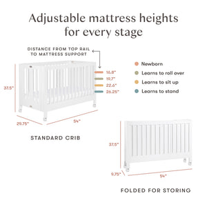 Maki Portable Folding Crib with Toddler Bed Conversion Kit in White
