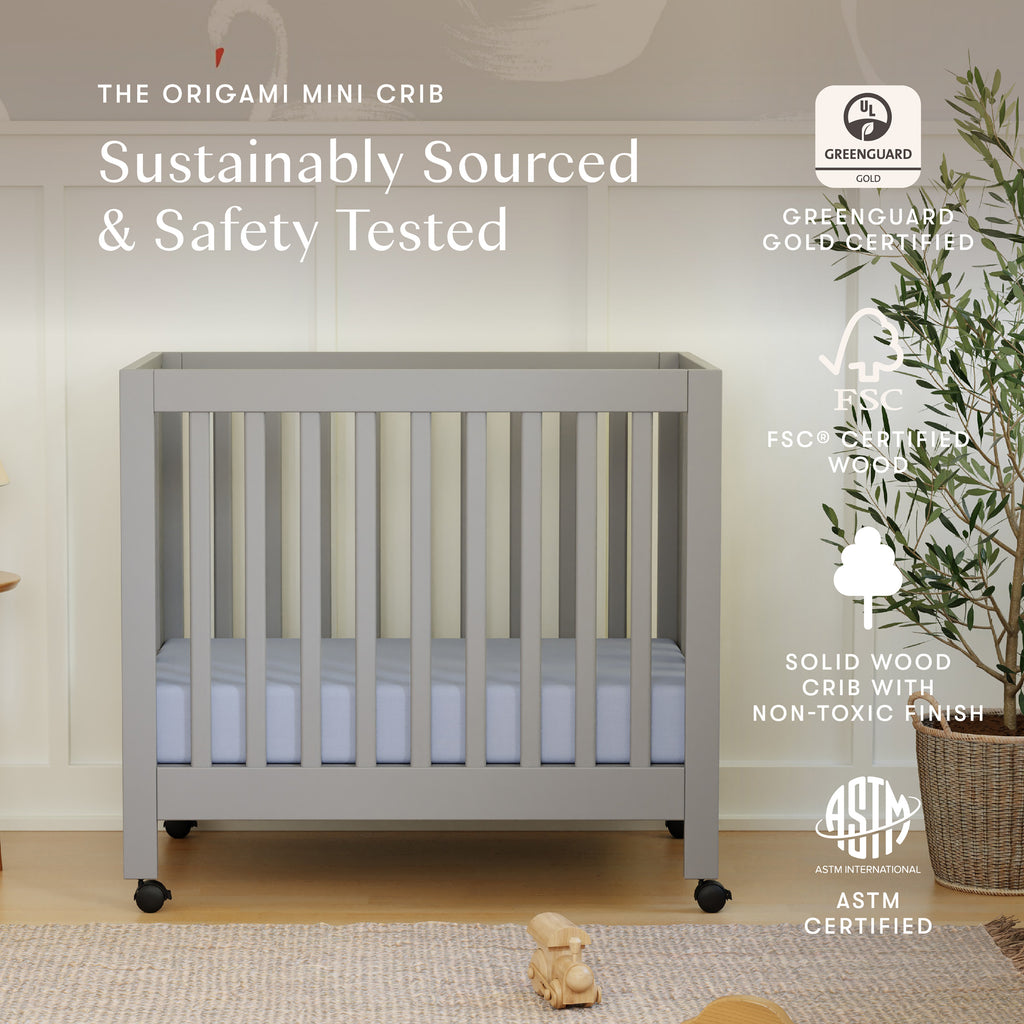 Origami Mini Crib in Grey