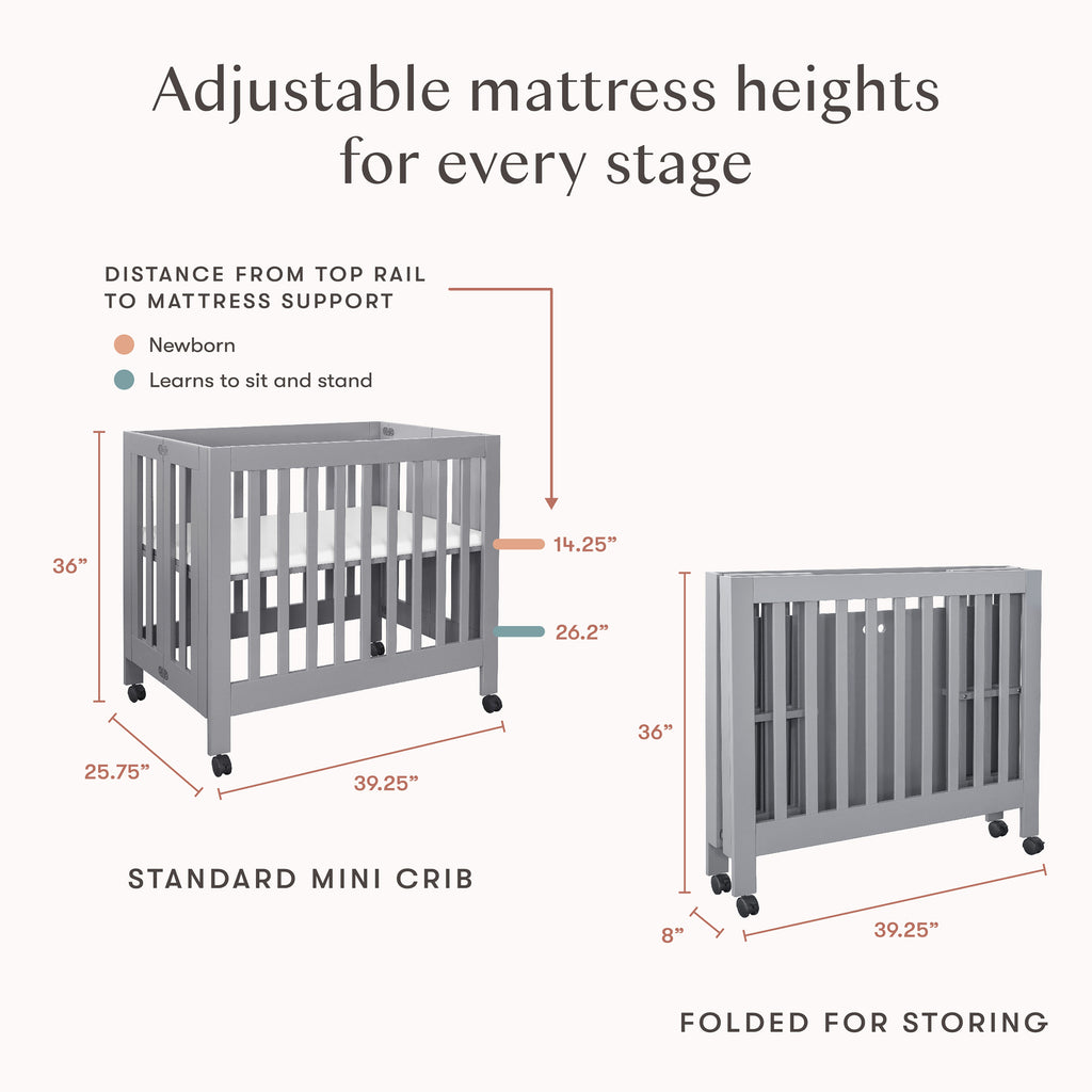 Origami Mini Crib in Grey