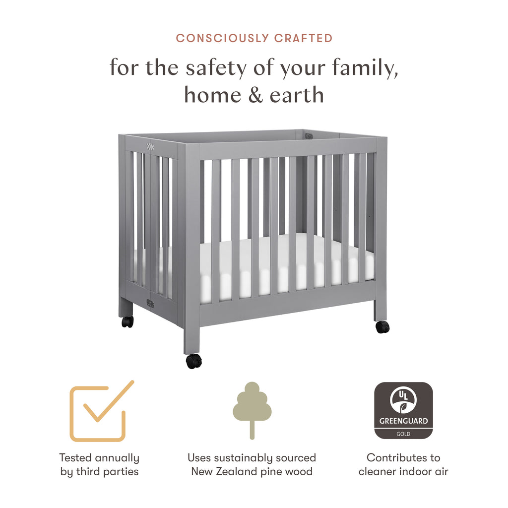 Origami Mini Crib in Grey
