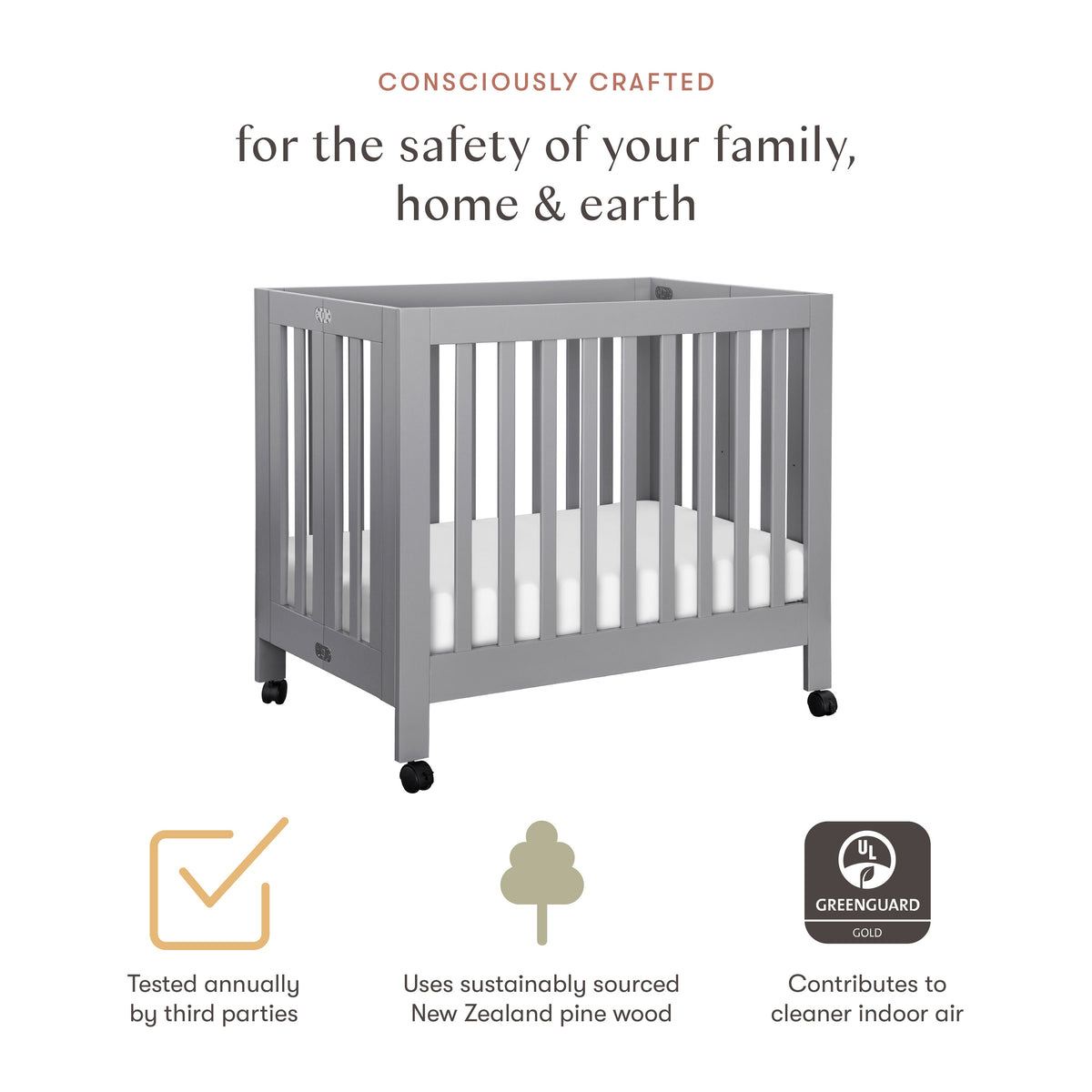 Origami Mini Crib in Grey