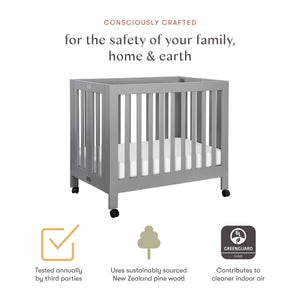 Origami Mini Crib in Grey