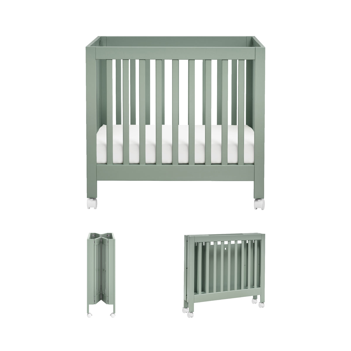 Origami Mini Crib in Light Sage