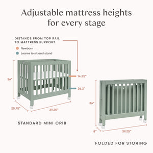 Origami Mini Crib in Light Sage