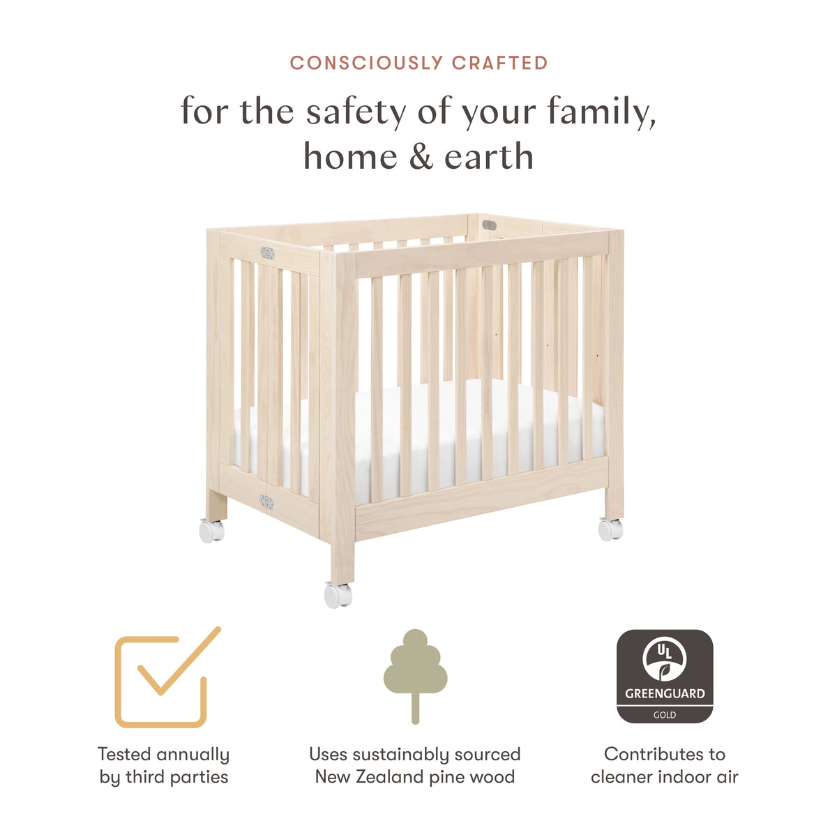 Origami Mini Crib in Washed Natural