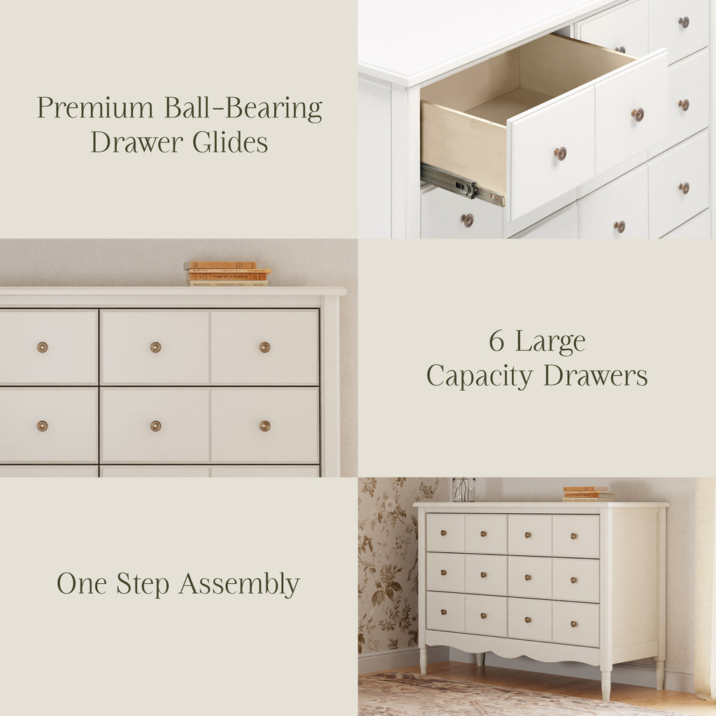 Liberty 6-Drawer Assembled Dresser in Warm White