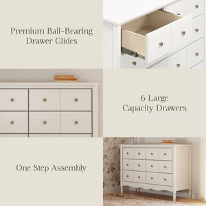 Liberty 6-Drawer Assembled Dresser in Warm White
