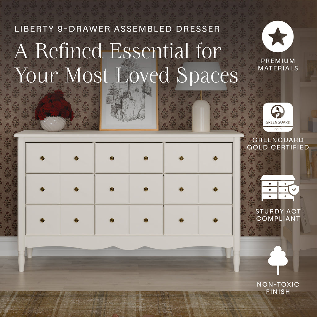 Liberty 9-Drawer Assembled Dresser in Warm White