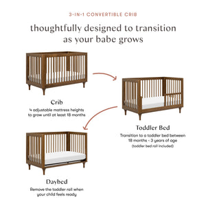 Lolly 3-in-1 Convertible Crib with Toddler Bed Conversion Kit in Natural Walnut