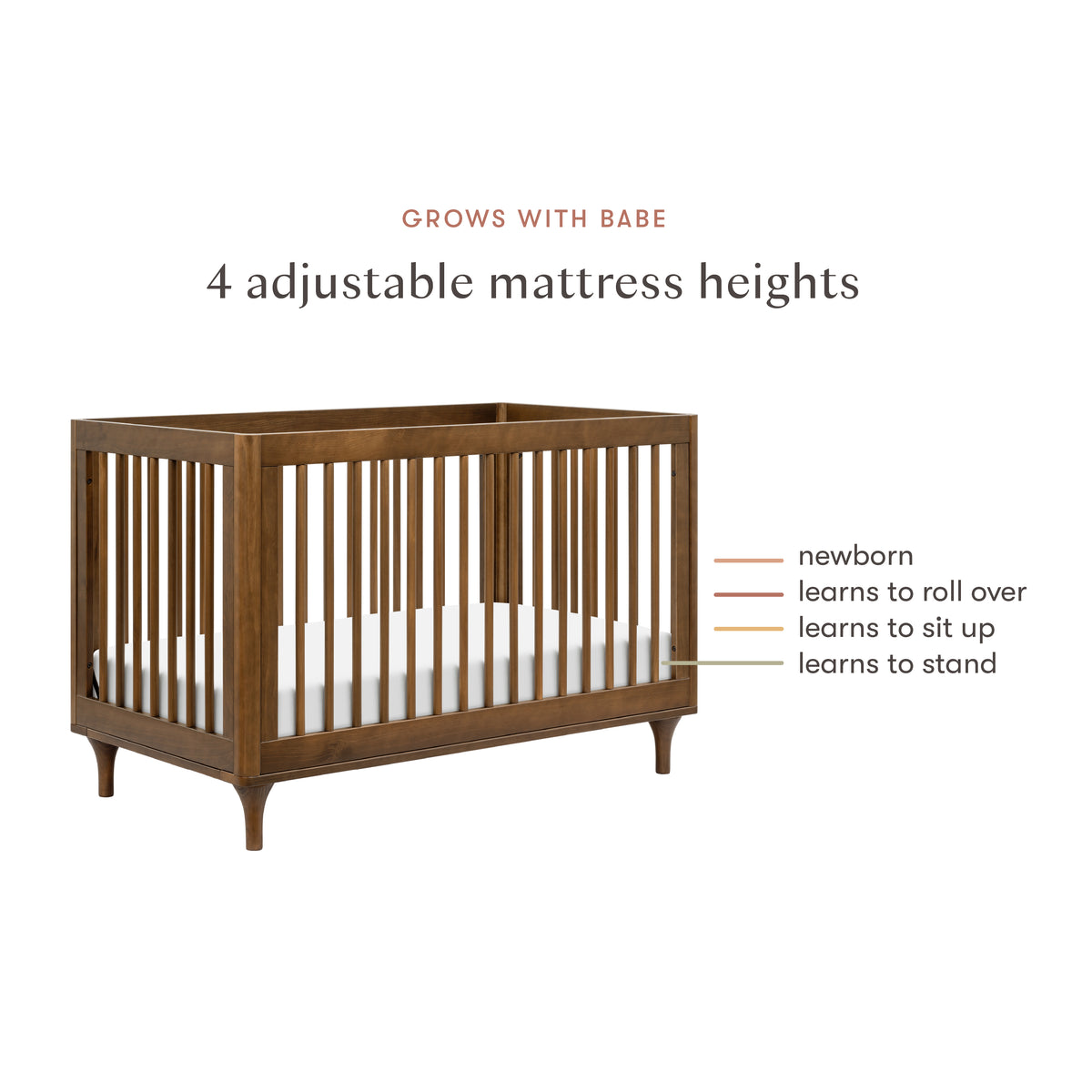 Lolly 3-in-1 Convertible Crib with Toddler Bed Conversion Kit in Natural Walnut