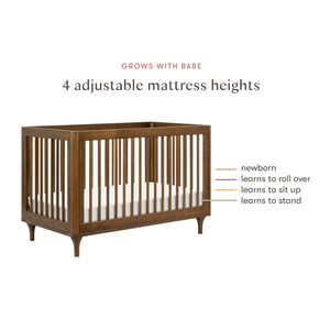 Lolly 3-in-1 Convertible Crib with Toddler Bed Conversion Kit in Natural Walnut