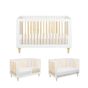 Lolly 3-in-1 Convertible Crib with Toddler Bed Conversion Kit in White & Natural