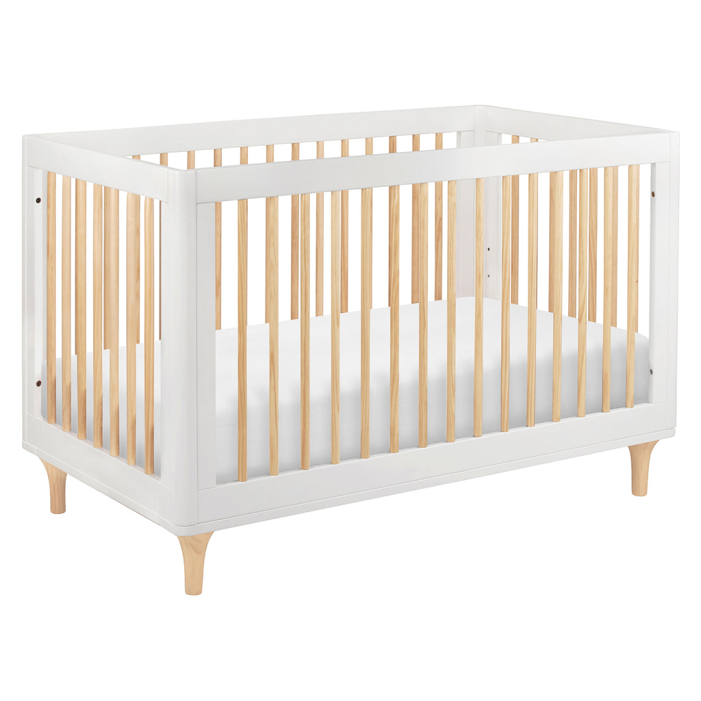 Lolly 3-in-1 Convertible Crib with Toddler Bed Conversion Kit in White & Natural