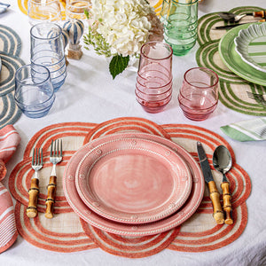 Berry & Thread Melamine Dinner Plate in Coral, Set of 4