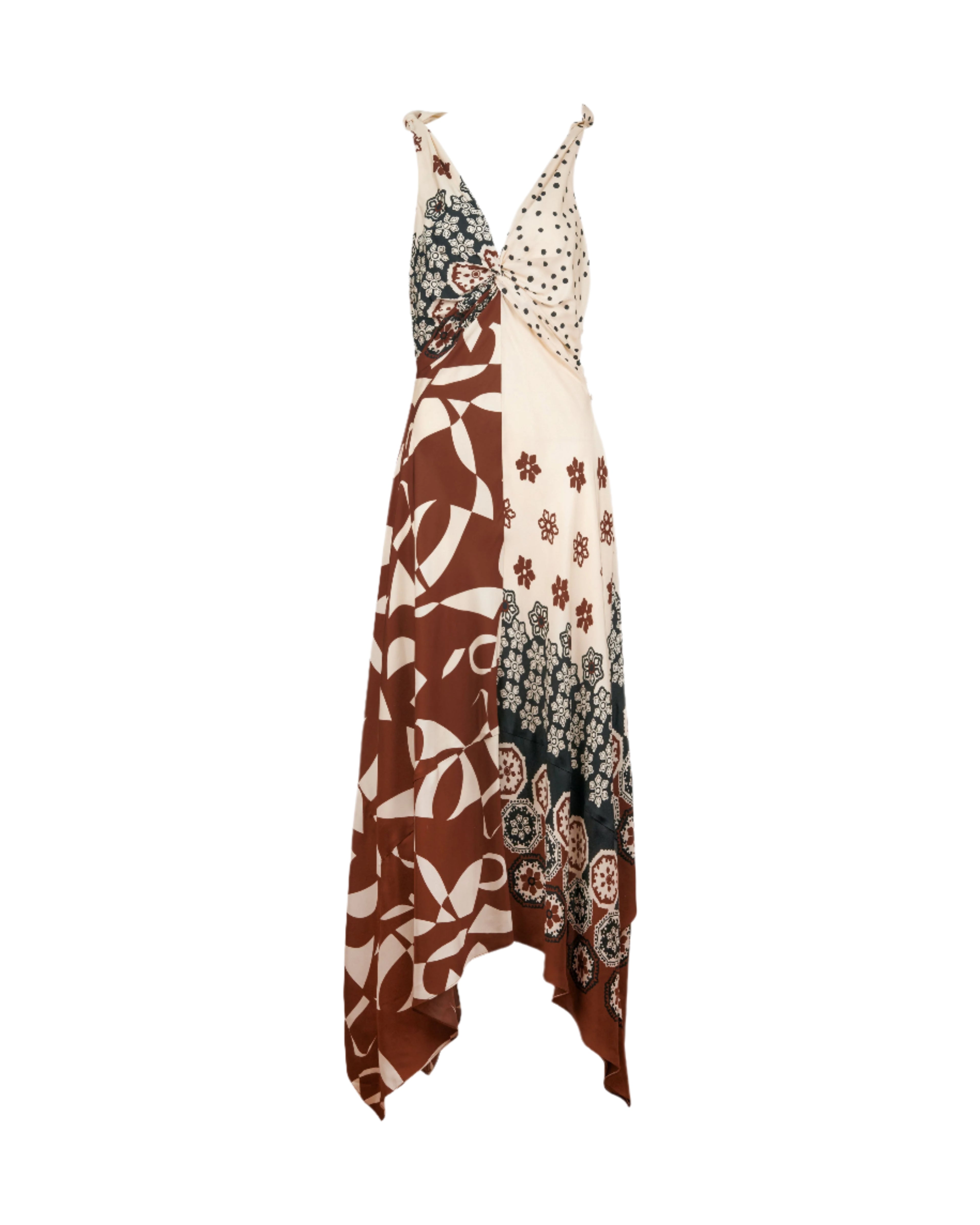 Mabel Dress in Cream & Deep Clay
