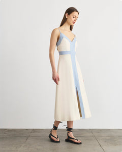 Madden Dress in Cream & Powder Blue