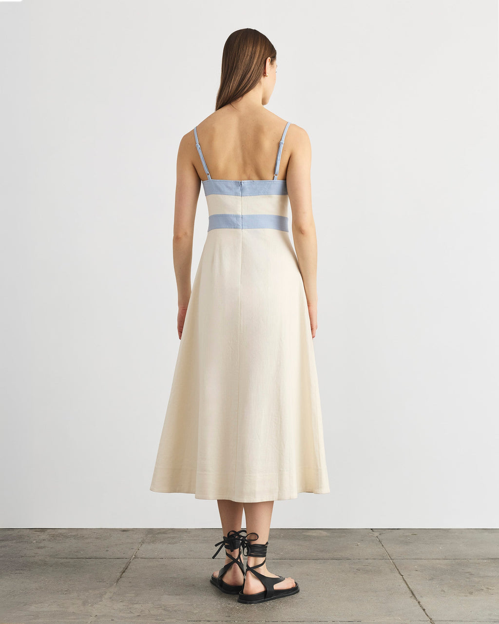 Madden Dress in Cream & Powder Blue