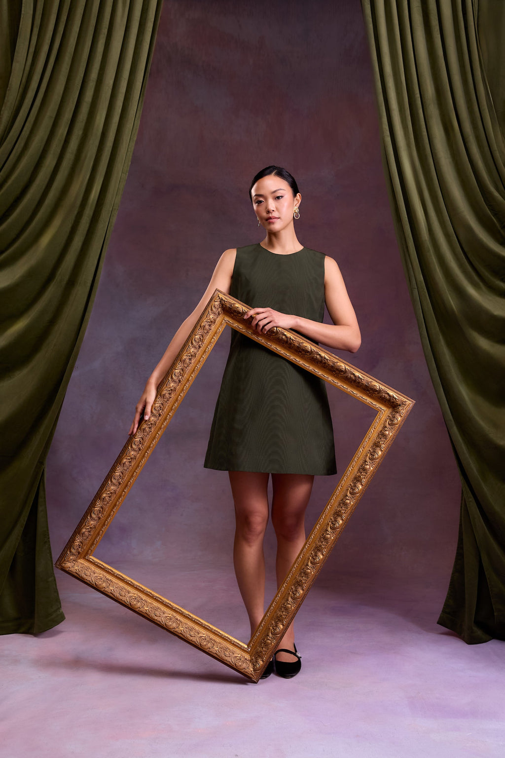 Drew Dress in Dark Juniper Moire