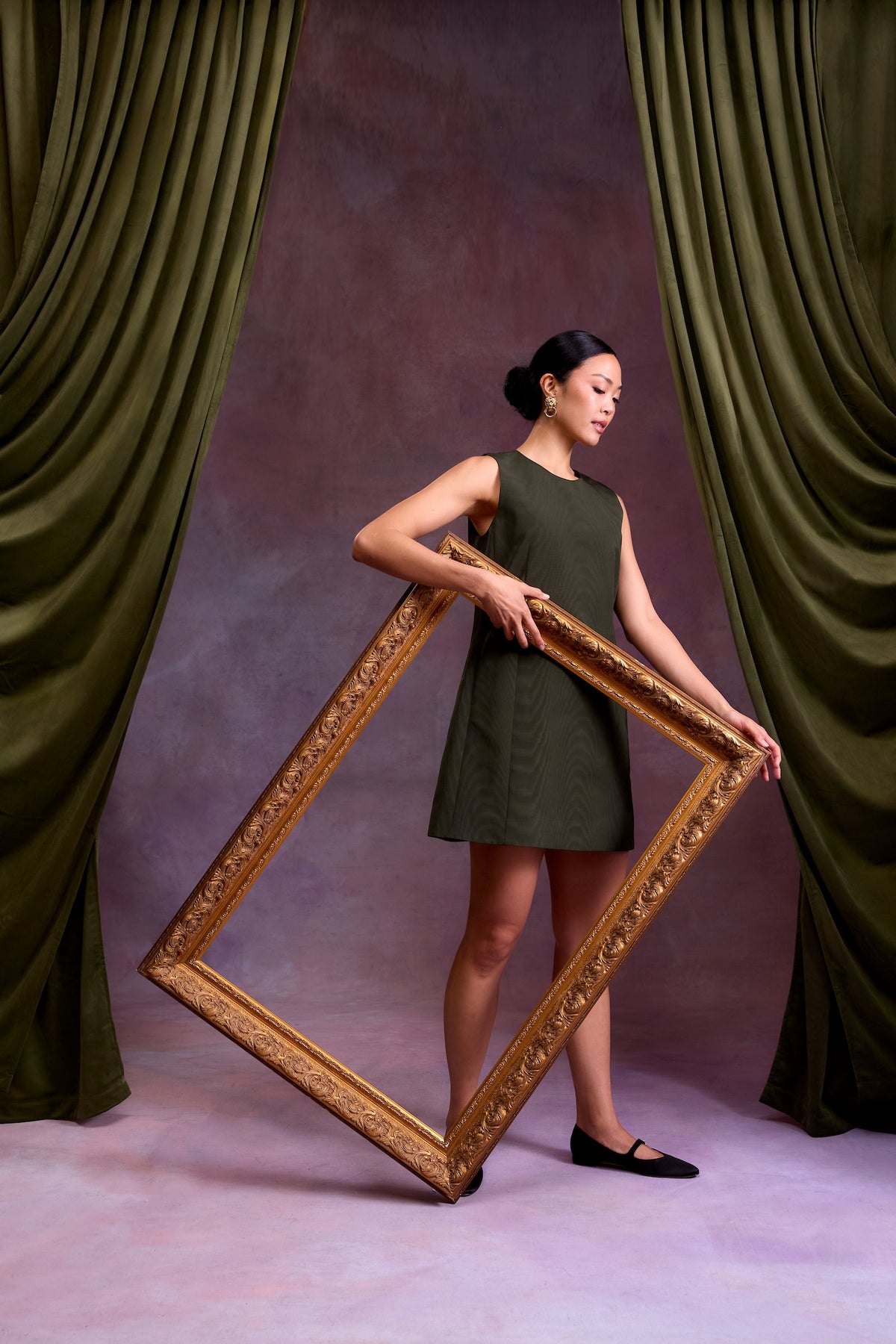 Drew Dress in Dark Juniper Moire